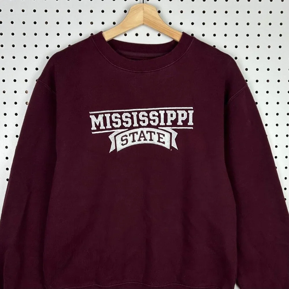 Mississippi State Bulldogs Maroon Crewneck Sweatshirt Size Small Jansport Stitch